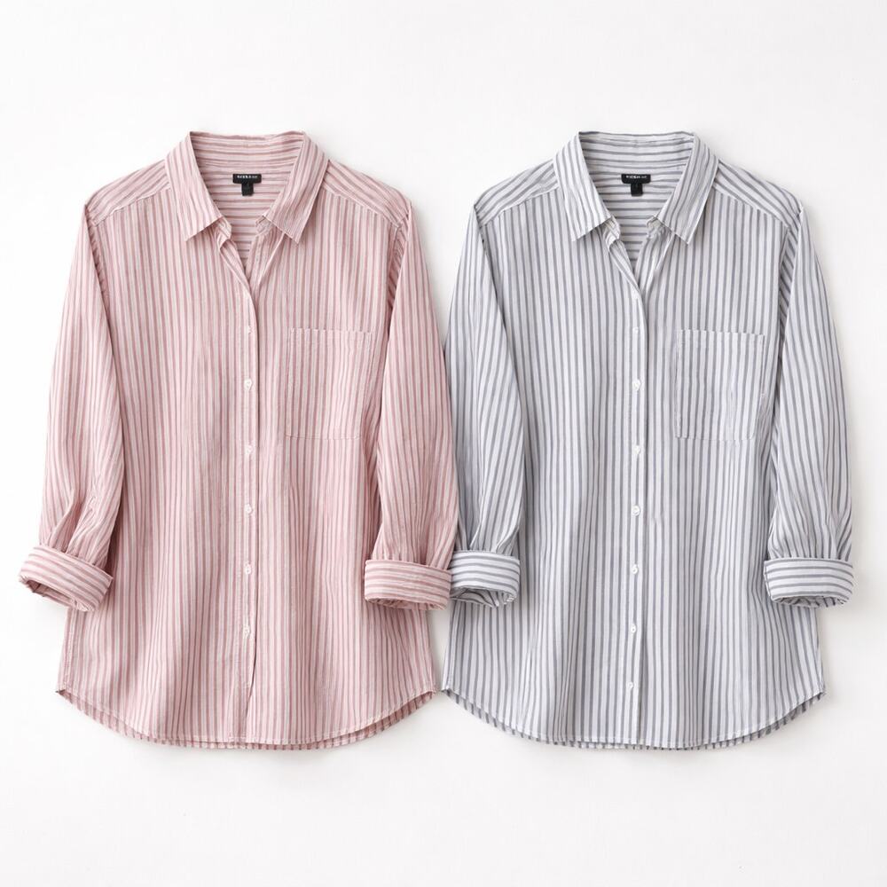 Torrid Striped Button Up Blouses Red/Blue Casual Cotton Blend Women's Size 3(3X)